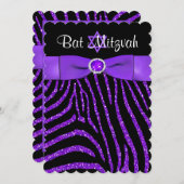 Glitter Bat Mitzvah Invite 4 Kaart (Voorkant / Achterkant)