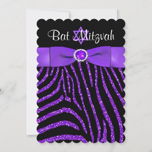 Glitter Bat Mitzvah Invite 4 Kaart (Voorkant)