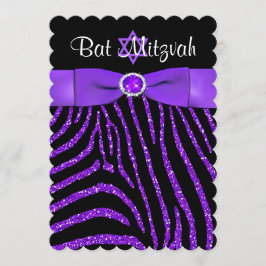 Glitter Bat Mitzvah Invite 4 Kaart