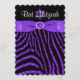 Glitter Bat Mitzvah Invite 4 Kaart