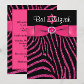 Glitter Bat Mitzvah Invite Kaart (Voorkant / Achterkant)