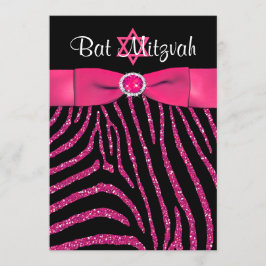 Glitter Bat Mitzvah Invite Kaart