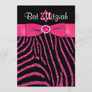 Glitter Bat Mitzvah Invite Kaart