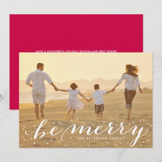 Glitter Be Merry Holiday-fotokaart Feestdagenkaart (Voorkant / Achterkant)