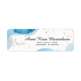 *~*Glitter Beach Nautical Ocean Gold CANOE Etiket