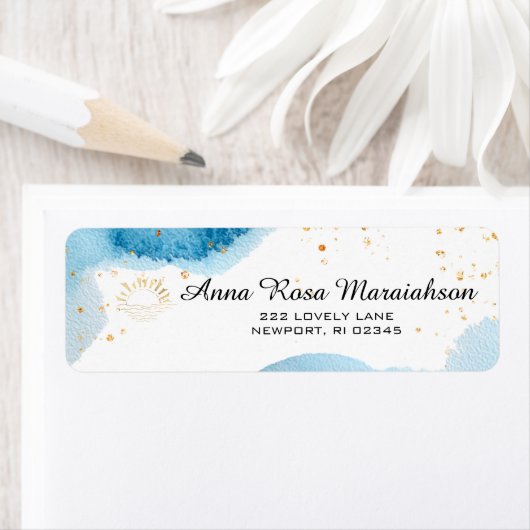 *~* Glitter Beach Nautical Ocean Sun Waves Etiket (Insitu)