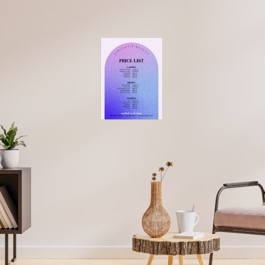 Glitter Beauty Make-up Nagelsalon Menu Prijslijst Poster (Woonkamer 3)