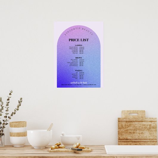 Glitter Beauty Make-up Nagelsalon Menu Prijslijst Poster (Keuken)