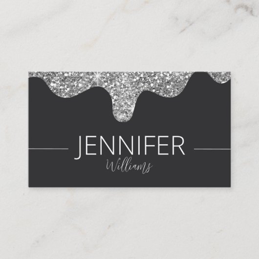 Glitter Beauty Make-up Zwart Zilver Visitekaartje (Voorkant)