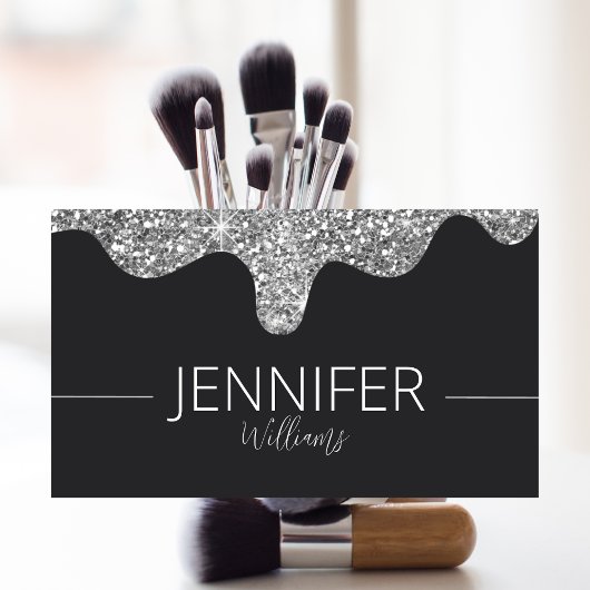 Glitter Beauty Make-up Zwart Zilver Visitekaartje