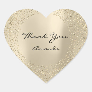 Glitter Beauty Naam Bruids Hart Dank Champaigne Hart Sticker