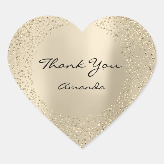 Glitter Beauty Naam Bruids Hart Dank Champaigne Hart Sticker (Voorkant)