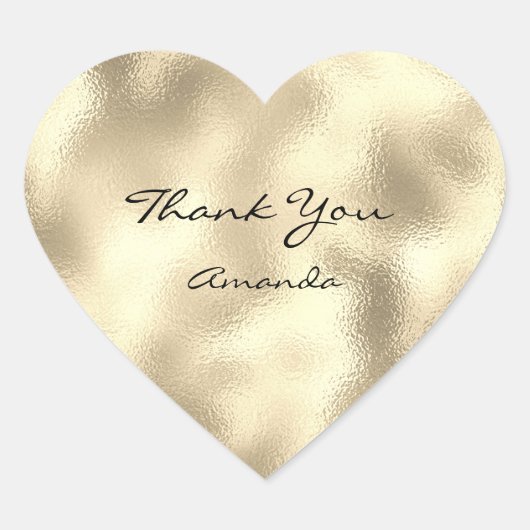 Glitter Beauty Naam Bruids Hart Dank Goud Hart Sticker (Voorkant)
