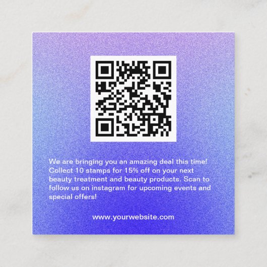 Glitter Beauty Nail Salon Promo Dank u kaart Vierkante Visitekaartje (Achterkant)