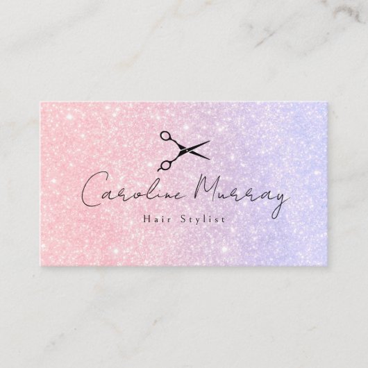 Glitter Beauty Pink Haarstylist Afspraakkaart Visitekaartje (Voorkant)