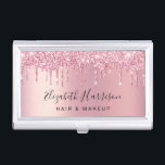Glitter Beauty Pink Visitekaarthouder<br><div class="desc">Maak een goede indruk met dit chique visitekaartjes hoesje met roze faux glitter en jouw naam in een trendy script tegen een roze faux folie achtergrond. Perfect voor make-up artiesten,  haarstylisten en esthetici.</div>