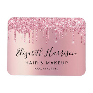 Glitter Beauty Pink Visitekaartje Magneet