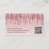 Glitter Beauty QR Code Roze Rose Goud Visitekaartje (Achterkant)