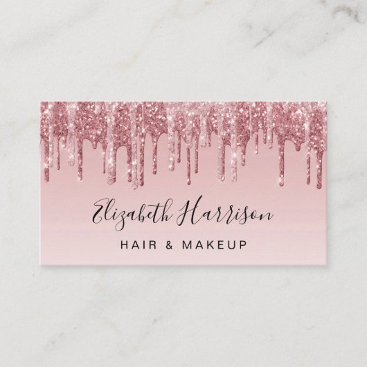 Glitter Beauty QR Code Roze Rose Goud Visitekaartje (Voorkant)