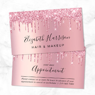 Glitter Beauty Roze Afspraakkaart Afsprakenkaartje