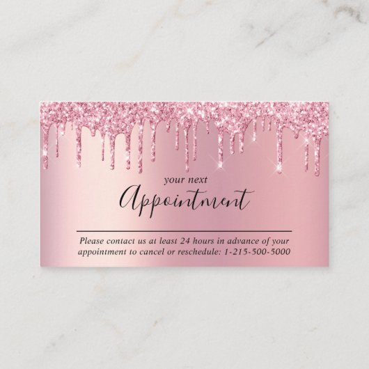 Glitter Beauty Roze Afspraakkaart Afsprakenkaartje (Achterkant)