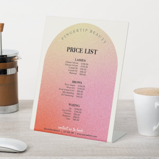 Glitter Beauty Salon Business Menu Prijslijst Reclamebord Met Voetstuk (Insitu)