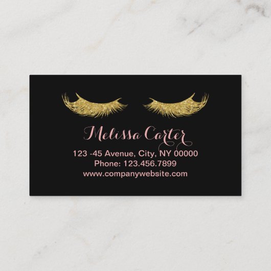 Glitter Beauty Salon Make-up Artiest Lash Extensio Visitekaartje (Achterkant)