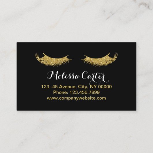 Glitter Beauty Salon Make-up Artiest Lash Extensio Visitekaartje (Achterkant)