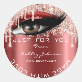 Glitter bedankt Eyelash Roos Burgund gemaakt met l Ronde Sticker