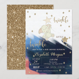 Glitter Beer Baby shower Twinkle Little Star Kaart