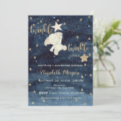 Glitter Beer Blue Twinkle Little Star Baby shower Kaart (Staand voorkant)