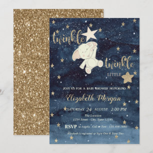 Glitter Beer Blue Twinkle Little Star Baby shower Kaart