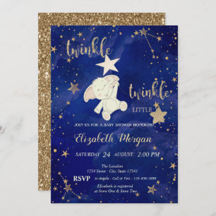 Glitter Beer Twinkle Little Star Gold Baby shower Kaart