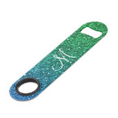 Glitter bekijk Monogram helder Groen blauw Speed Flessenopener (Voorkant Gekanteld)