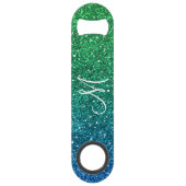 Glitter bekijk Monogram helder Groen blauw Speed Flessenopener (Achterkant)