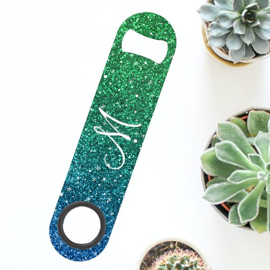 Glitter bekijk Monogram helder Groen blauw Speed Flessenopener