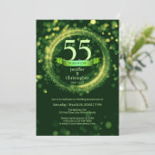 Glitter Bewerken Jaarnaam Bruiloft Jubileum Groen Kaart (Staand voorkant)