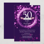 Glitter Bewerken Jaarnaam Bruiloft Jubileum Paarse Kaart (Voorkant / Achterkant)