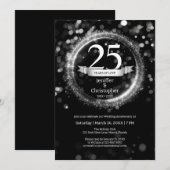 Glitter Bewerken Jaarnaam Bruiloft Jubileum Zwart Kaart (Voorkant / Achterkant)