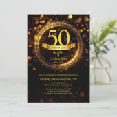 Glitter Bewerken Jaarnaam Bruiloft Jubileum Zwart Kaart (Staand voorkant)