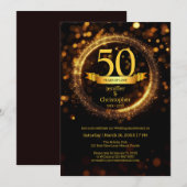 Glitter Bewerken Jaarnaam Bruiloft Jubileum Zwart Kaart (Voorkant / Achterkant)