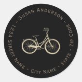 Glitter Bicycle Retouradreslabel Ronde Sticker (Voorkant)
