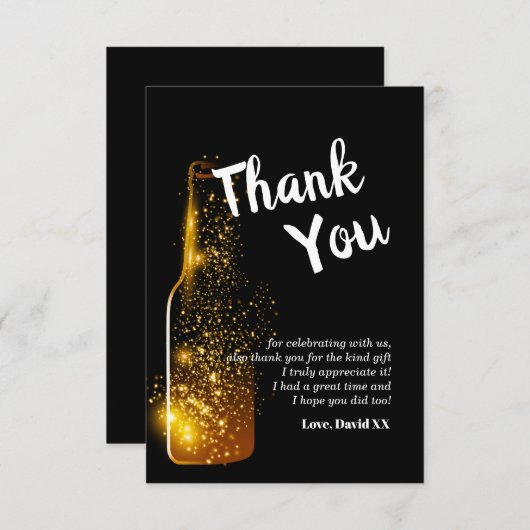 glitter , bier , wijn , volwassene , dank je wel k bedankkaart (Voorkant / Achterkant)