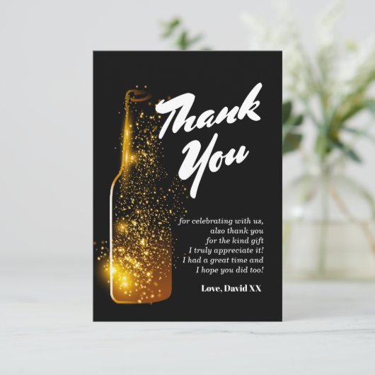 glitter , bier , wijn , volwassene , dank je wel k bedankkaart (Staand voorkant)