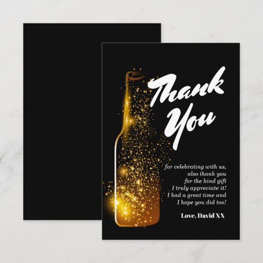glitter , bier , wijn , volwassene , dank je wel k bedankkaart (Voorkant / Achterkant)