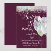 Glitter Birthday, 21ste verjaardag, Kaart (Voorkant / Achterkant)