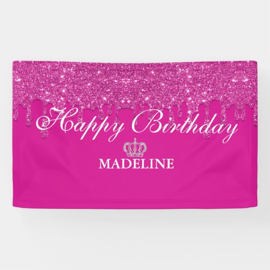 Glitter Birthday Bann Spandoek (Horizontaal)
