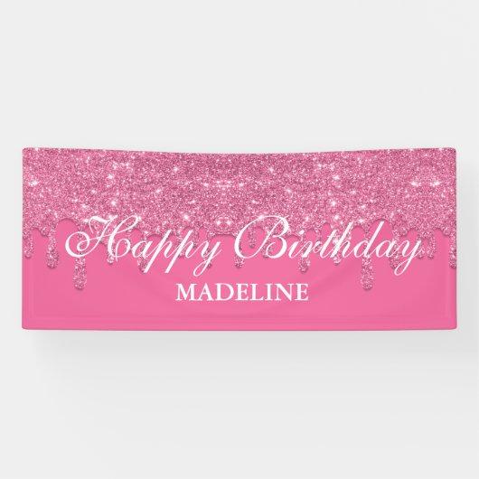 Glitter Birthday-banner op maat Spandoek (Horizontaal)