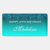 Glitter Birthday-banner op maat voor Blauwgroen dr Spandoek (Horizontaal)