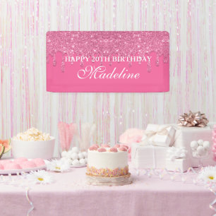 Glitter Birthday-banner op maat voor Blauwgroen dr Spandoek